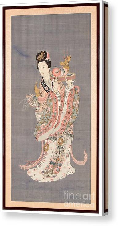 Qi Wang Mu Canvas Print featuring the painting Xi Wang Mu carrying by MotionAge Designs