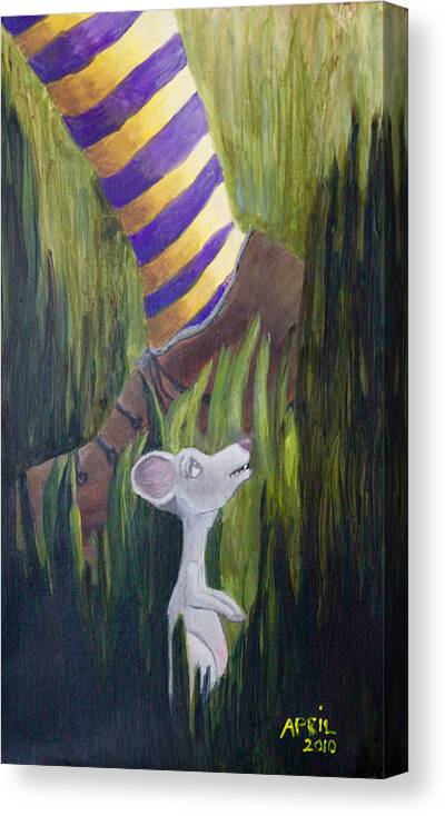 Mouse Canvas Print featuring the painting Yikes Mouse by April Burton