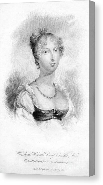 Engraving Canvas Print featuring the drawing Princess Charlotte Augusta Of Wales #1 by Print Collector