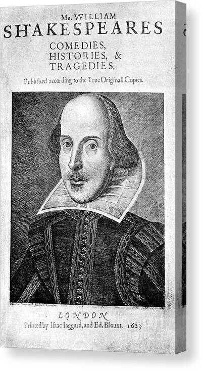 Engraving Canvas Print featuring the drawing William Shakespeare, English #2 by Print Collector