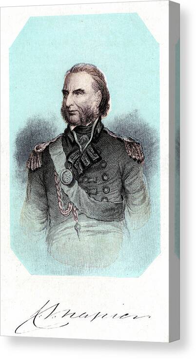 Engraving Canvas Print featuring the drawing Admiral Sir Charles John Napier by Print Collector