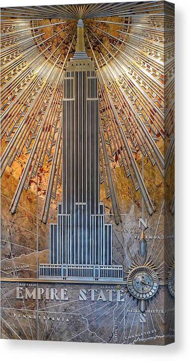 Aluminum Relief Canvas Print featuring the photograph Aluminum Relief Inside The Empire State Building - New York by Marianna Mills