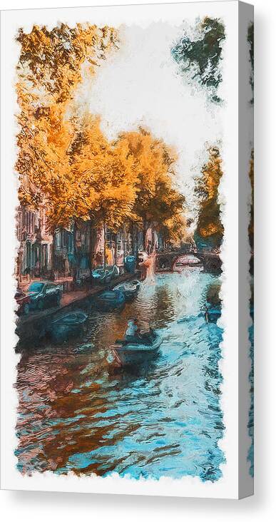 Amsterdam Colors Canvas Print featuring the painting Amsterdam - 09 by AM FineArtPrints