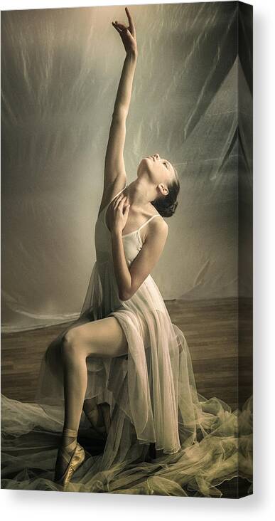 Portrait Canvas Print featuring the photograph Ballerina Prepares To Dance by Federico Cella