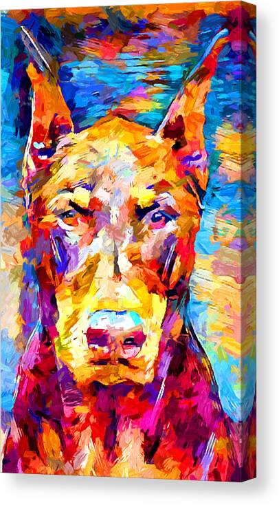 Doberman Canvas Print featuring the painting Doberman 3 by Chris Butler