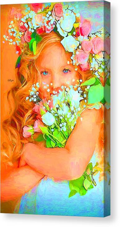 Paint Canvas Print featuring the painting Girl with flower 3 by Nenad Vasic