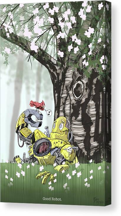 Robot Canvas Print featuring the digital art Good Robot by Kynn Peterkin