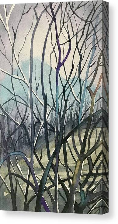 Woolsey Fire Canvas Print featuring the painting Malibu Creek - Burnt Branches by Luisa Millicent