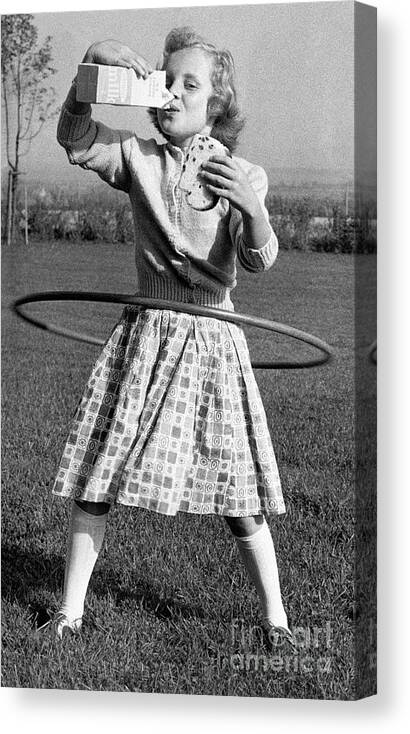Milk Canvas Print featuring the photograph Mimi Jordan, Hula-hoop Champion by Bettmann