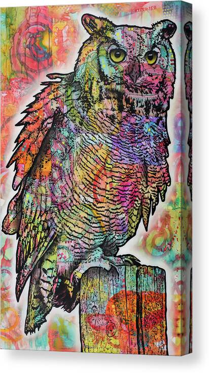 Owl Perch Canvas Print featuring the mixed media Owl Perch by Dean Russo