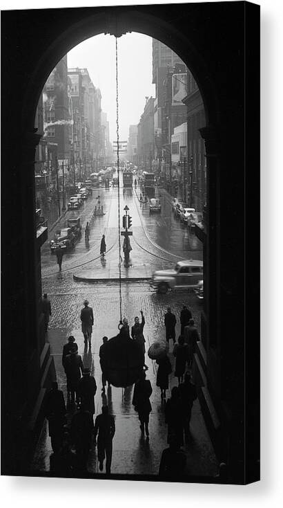 City Hall Canvas Print featuring the photograph Philadelphia City Hall, East Portal, 1950 by Lawrence S Williams