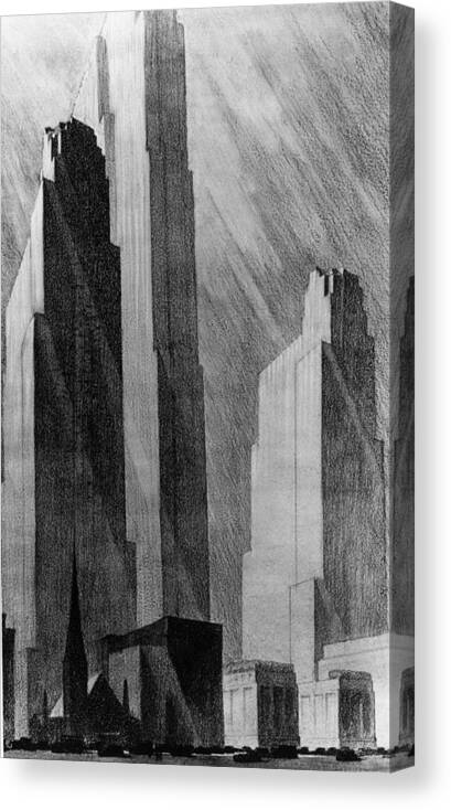 1930-1939 Canvas Print featuring the photograph Rockefeller Centre by Mpi