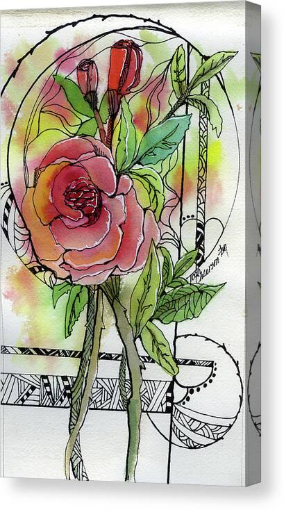 Floral Canvas Print featuring the painting Rose is Rose by Joan Chlarson