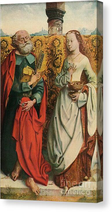 Oil Painting Canvas Print featuring the drawing Saints Peter And Dorothy, C1505, 1909 by Print Collector
