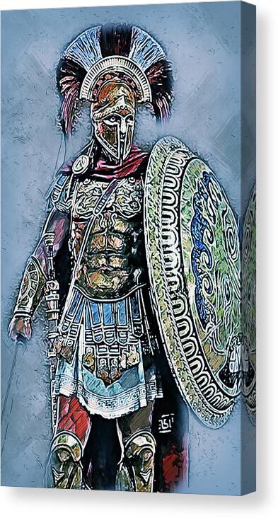 Spartan Warrior Canvas Print featuring the painting Spartan Hoplite - 28 by AM FineArtPrints