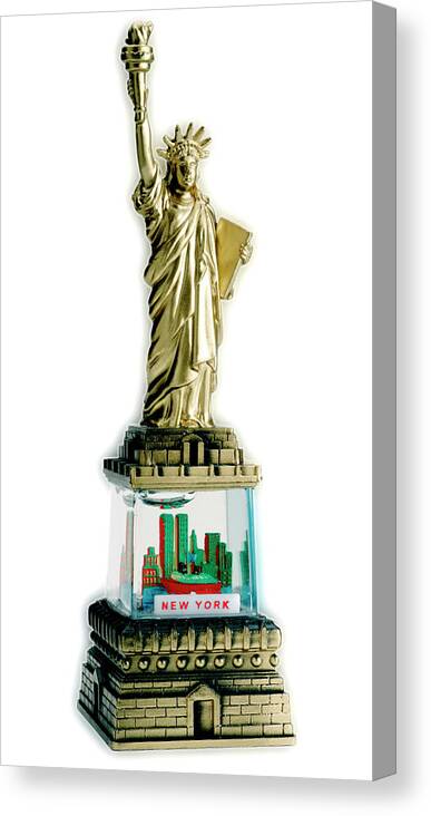 America Canvas Print featuring the drawing Statue of Liberty With NYC Skyline by CSA Images