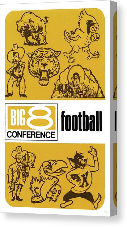 Row One Brand Canvas Print featuring the mixed media 1969 Big Eight Football Poster by Row One Brand