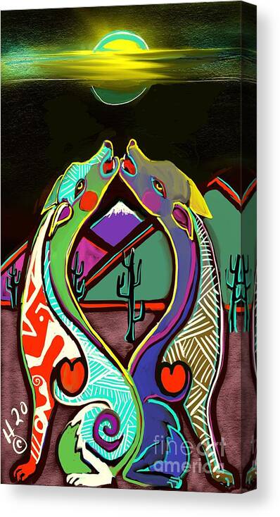 Coyote Moon Canvas Print featuring the digital art 2 Heart Moon by Hans Magden