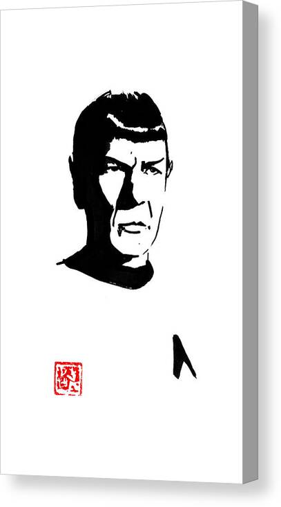 Spock Canvas Print featuring the drawing Spock #2 by Pechane Sumie