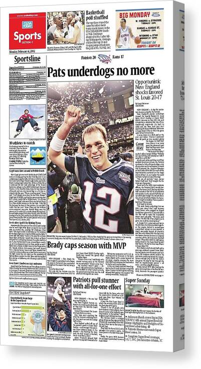 Usa Today Canvas Print featuring the digital art 2002 Patriots vs. Rams USA TODAY SPORTS SECTION FRONT by Gannett