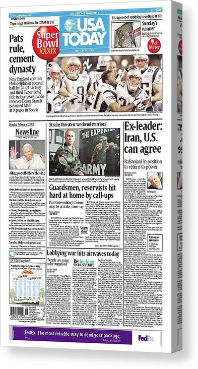 Usa Today Canvas Print featuring the digital art 2005 Patriots vs. Eagles USA TODAY COVER by Gannett