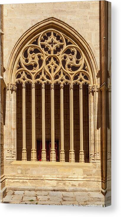 Spain Canvas Print featuring the photograph A Gothic Cloister Window by W Chris Fooshee
