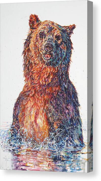 Grizzly Canvas Print featuring the painting Adonis by Patricia A Griffin