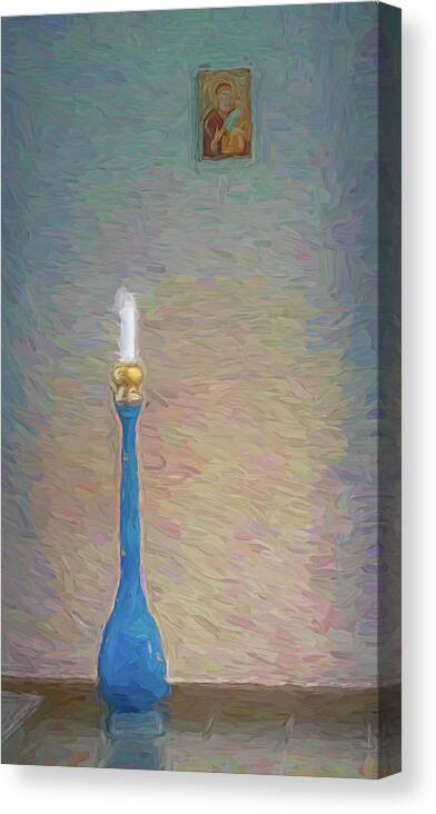 'van Gogh' Canvas Print featuring the photograph Candle and icon by Sue Leonard