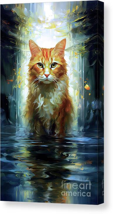 Pet Canvas Print featuring the digital art Cat 2 Splash art by Elaine Manley