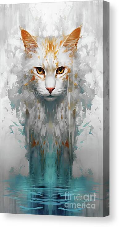 Pet Canvas Print featuring the digital art Cat 3 .. splash art by Elaine Manley