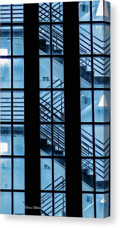 Cold Blue Canvas Print featuring the photograph Cold blue Stairs by GLENN Mohs