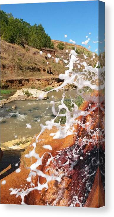 All Canvas Print featuring the digital art Dancing Silhouettes Created by a Natural Geyser in Madagascar KN20 by Art Inspirity
