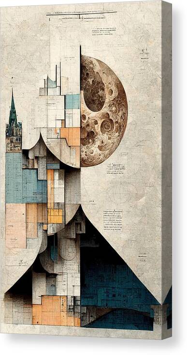 Moon Canvas Print featuring the digital art Day to Night by Nickleen Mosher