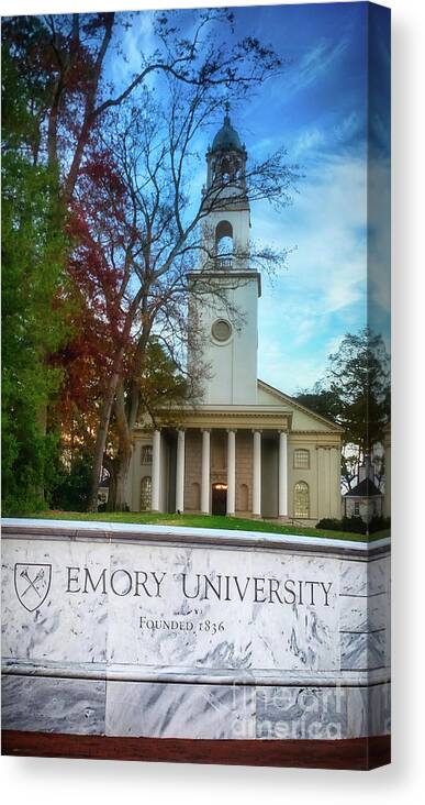 Emory Canvas Print featuring the photograph Emory University Entrance Sign by Amy Dundon