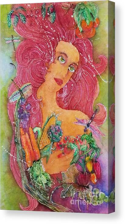Vegetables Canvas Print featuring the painting Garden Goddess of the Vegetables by Carol Losinski Naylor
