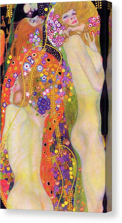 Aestheticism Canvas Print featuring the painting Gustav Klimt, Art Nouveau Women by Tony Rubino
