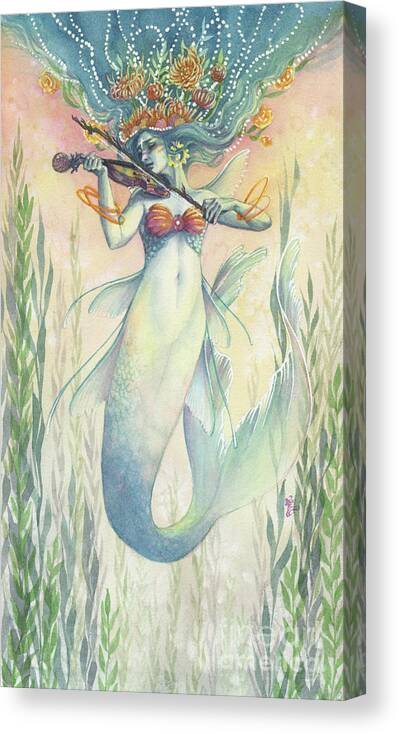 Mermaid Canvas Print featuring the painting Harmonious Blue by Sara Burrier