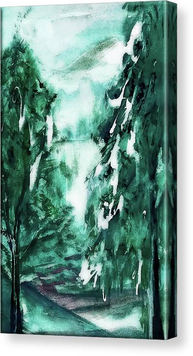 Icy Canvas Print featuring the painting Icy Tree Scene by Lisa Kaiser