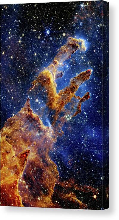 Webb Canvas Print featuring the photograph James Webb Space Telescope - Pillars of Creation - NIRCam Image by Eric Glaser