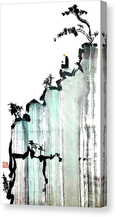 Zen Canvas Print featuring the painting Meditation Mountain by Casey Shannon