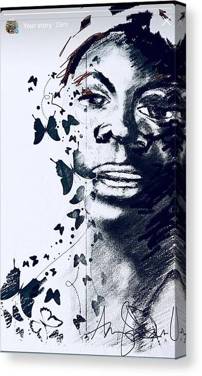  Canvas Print featuring the mixed media Nina by Angie ONeal