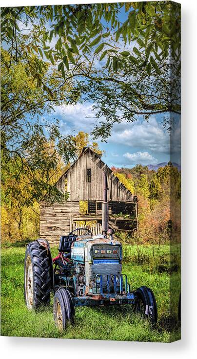 Andrews Canvas Print featuring the photograph Old Tractor in the Country Sunshine by Debra and Dave Vanderlaan