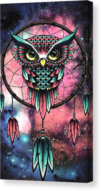 Dreamcatcher Canvas Print featuring the digital art Owl dreamcatcher by Mopssy Stopsy