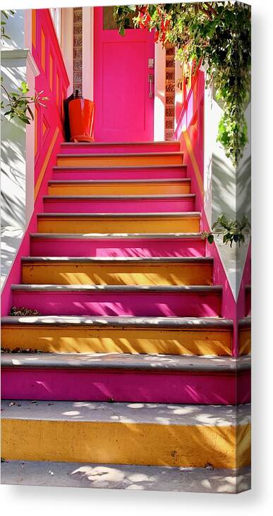  Canvas Print featuring the photograph Pink And Orange Stairs by Julie Gebhardt