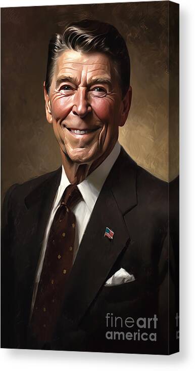 Ronald Reagan Canvas Print featuring the digital art Ronald Reagan by Carlos Diaz