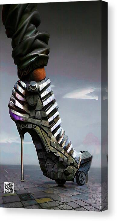 Shoes Canvas Print featuring the digital art Shoes made for walking in 2030 by Rafael Salazar