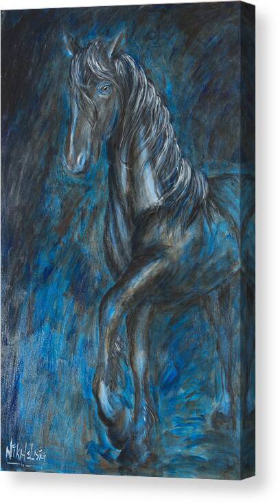 Horse Canvas Print featuring the painting Silver Horse by Nik Helbig