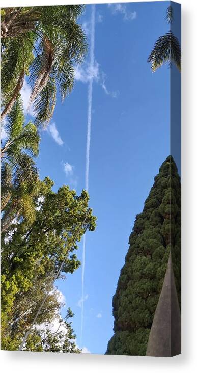 All Canvas Print featuring the digital art Smoke Line in Sky at Closed Borders Madagascar KN40 by Art Inspirity