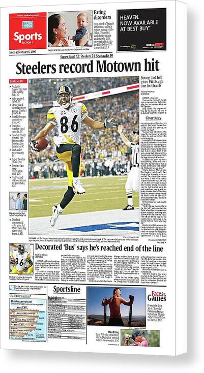 2006 Steelers Vs. Seahawks Usa Today Sports Section Front Canvas Print