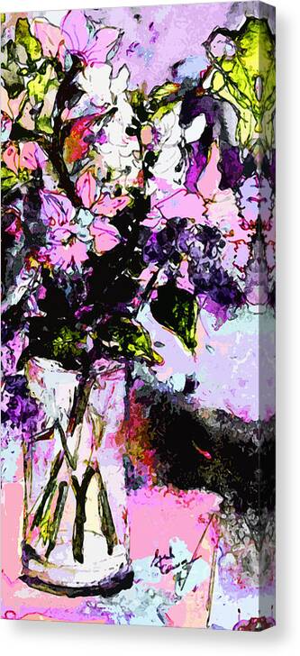 Abstract Canvas Print featuring the painting Abstract Still Life in Lavender by Ginette Callaway